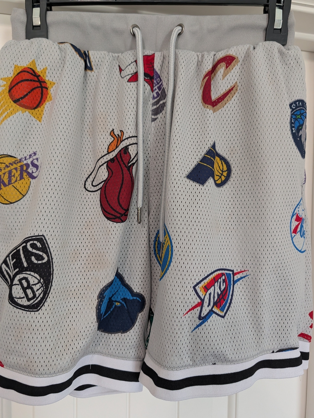 Men's Gray NBA Logo Mesh Athletic Shorts